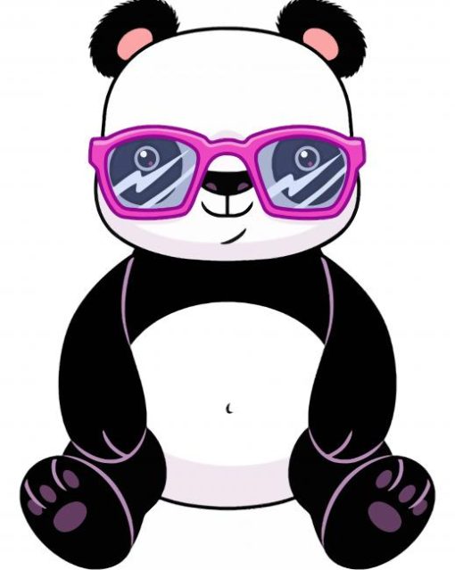 Cool Panda With Glasses Illustration Paint By Numbers