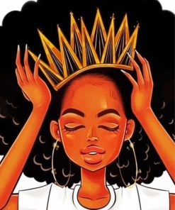 Cute Black Queen With Crown Paint By Numbers