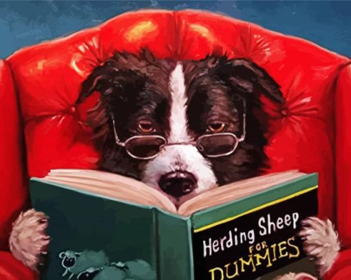 Dog Reading A book Paint By Numbers