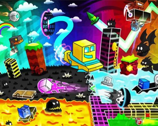 Geometry Dash Video Game Paint By Numbers