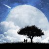 Kids Under Full Moon And Tree Paint By Numbers