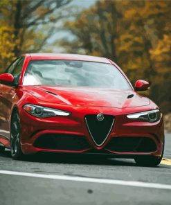 Red Alfa Romeo Giulia Paint By Numbers