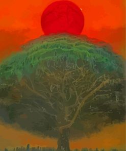 Red Sun And Tree By Zdzislaw Bek Paint By Numbers