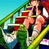 School Stairs Anime Girl Paint By Numbers