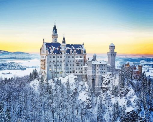 Snowy German Castle Paint By Numbers