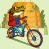 Stylish Frog On Bicycle Paint By Numbers