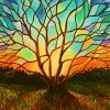 Sunrise Stained Glass tree Paint By Numbers