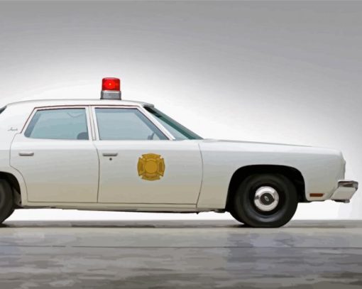 White Classic Police Car Paint By Numbers