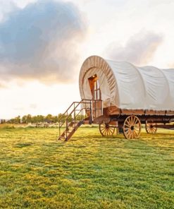 White Covered Western Wagon Art Paint By Numbers