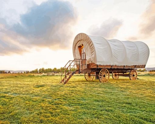 White Covered Western Wagon Art Paint By Numbers