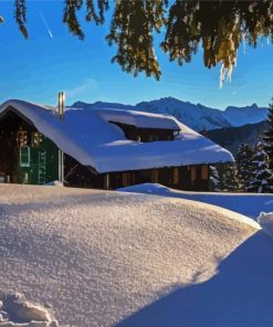 Winter Mountain Hut Paint By Numbers