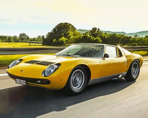 Yellow Lamborghini Miura Paint By Numbers