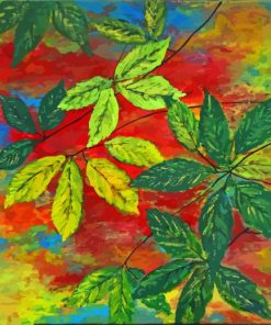 Abstract Green Leaves Paint By Numbers