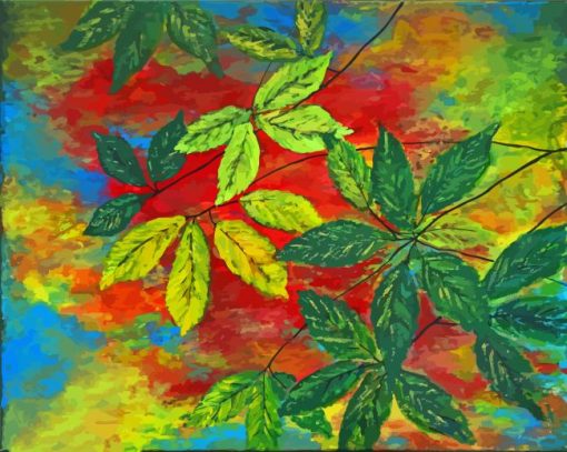 Abstract Green Leaves Paint By Numbers