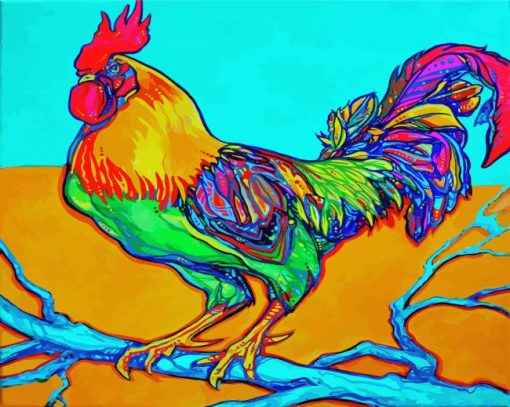 Abstract Rooster On Branch Paint By Numbers