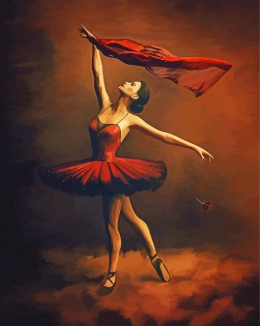 Ballerina In Red Dress Paint By Numbers