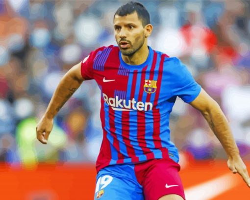 Barcelona Player Sergio Aguero Paint By Numbers