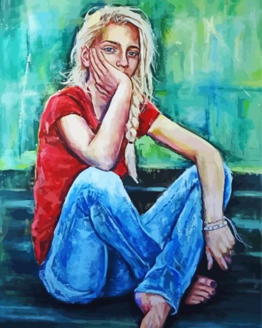 Beautiful Girl In Jeans Art Paint By Numbers