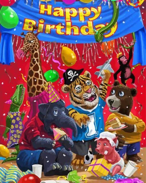 Birthday Animal Party Paint By Numbers