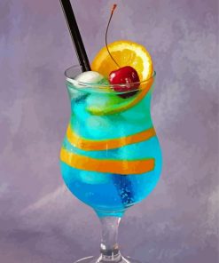 Blue Lady Cocktail With Fruits Paint By Numbers