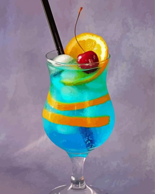 Blue Lady Cocktail With Fruits Paint By Numbers