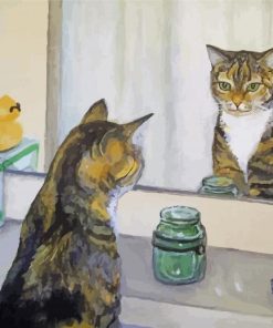 Cat Looking At The Mirror Paint By Numbers