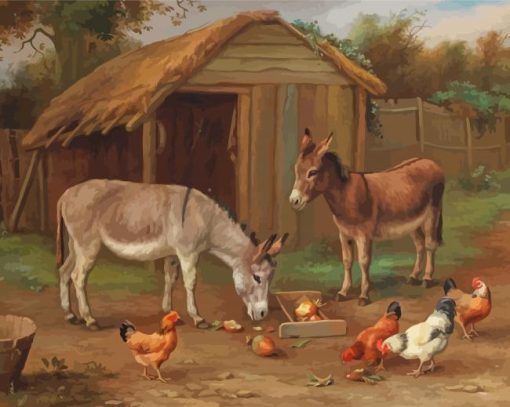 Chicken And Donkeys Paint By Numbers