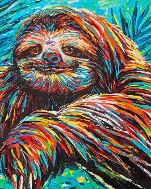 Colorful Sloth Art Paint By Numbers