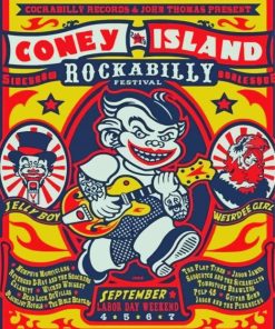 Coney Island Rockabilly Poster Paint By Numbers