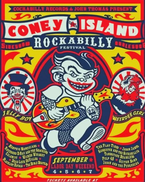 Coney Island Rockabilly Poster Paint By Numbers