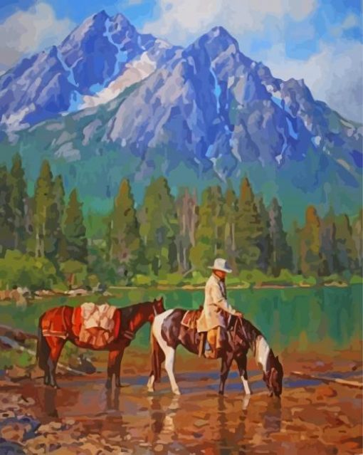 Cowboys And Indians Landscape Paint By Number