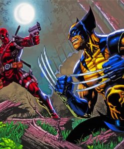 Deadpool Vs Wolverine At Night Paint By Numbers