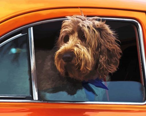 Dogs In Orange Car Paint By Numbers