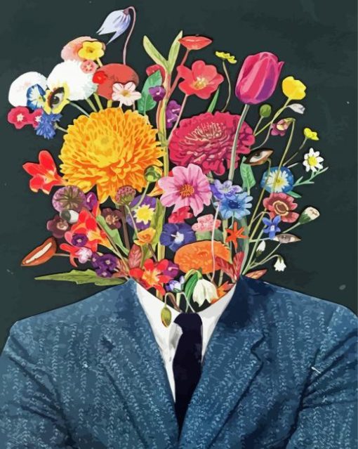 Floral Man Head Paint By Numbers