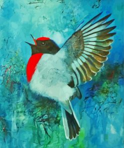 Flying Red Capped Robin Art Paint By Numbers