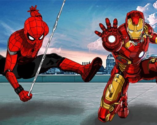 Iron Man And Spider Man Marvel Superheroes Paint By Numbers