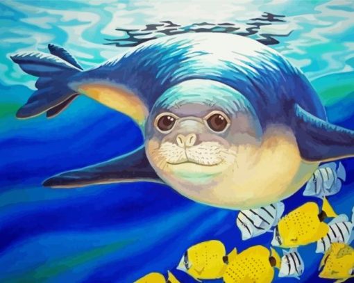 Monk seal And Fish Paint By Numbers