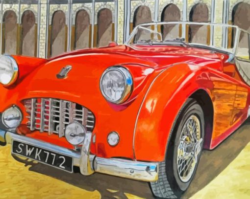 Orange Triumph TR3 Car Paint By Numbers