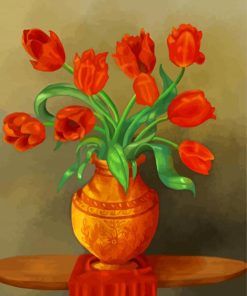 Orange Tulips Vase Paint By Numbers