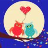 Owls In Love On Branch Paint By Numbers