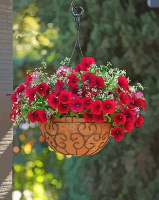 Petunias Beautiful Hanging Flowers Paint By Numbers