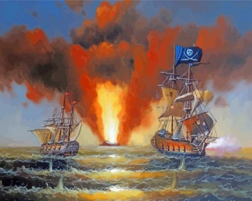 Pirate Ships In Battle War Art Paint By Numbers