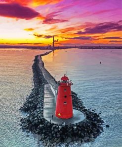 Poolbeg Ireland Lighthouse Sunset Paint By Numbers