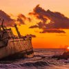 Ship Wrecks Sunset Paint By Numbers