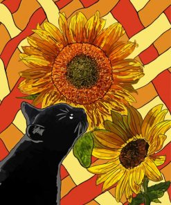 Sunflowers And Cat Paint By Numbers