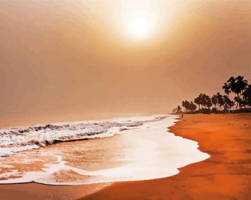 Sunset At Ghana Beach Paint By Numbers