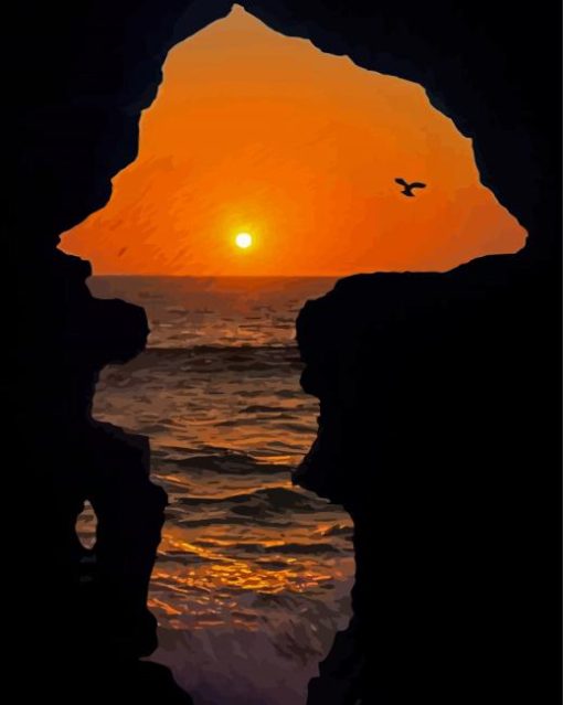 Sunset At Hercules Cave Tangier Morocco Paint By Numbers