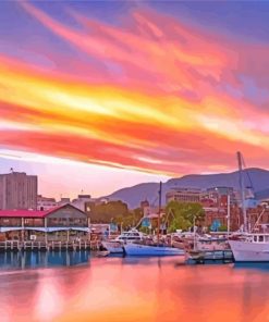 Sunset In Tasmania Harbor Paint By Number