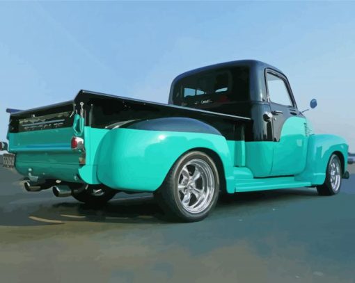 Teal And Black Truck Paint By Numbers