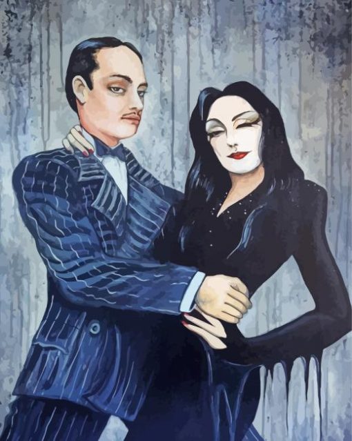 The Addams Morticia And Gomez Art Paint By Numbers